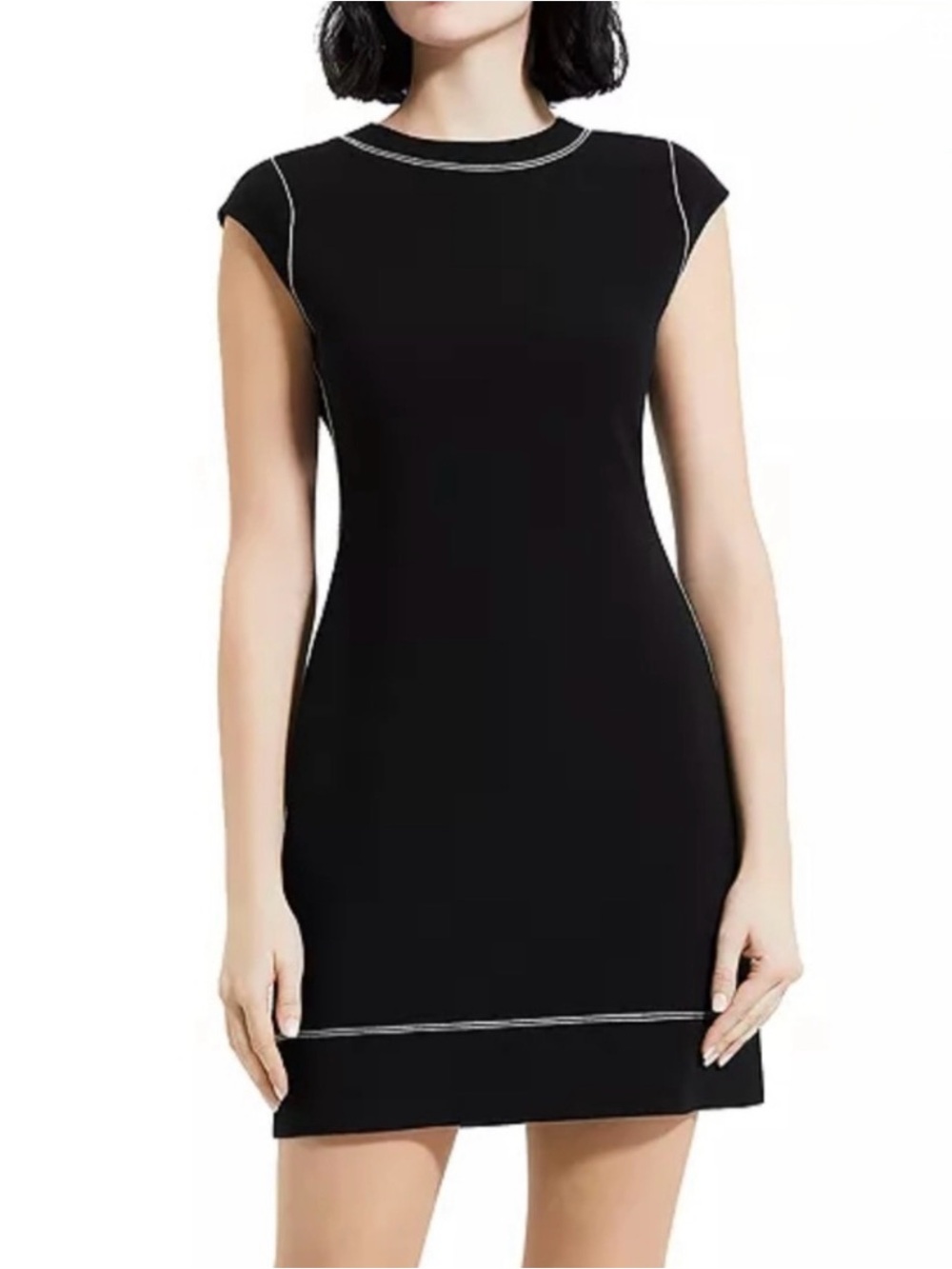 Theory Black Mini Dress with Contrast Stitching
